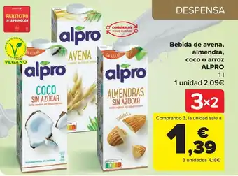 Carrefour Bebida de avena, almendra, coco o arroz alpro oferta