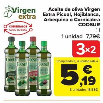 Carrefour Aceite de oliva virgen extra picual, hojiblanca, arbequina o cornicabra coosur oferta