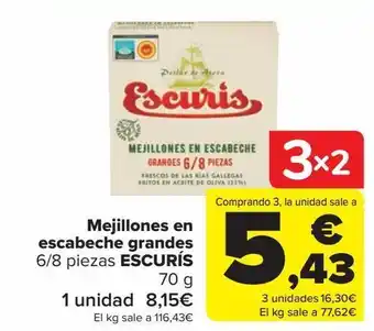 Carrefour Mejillones en escabeche grandes escurís oferta