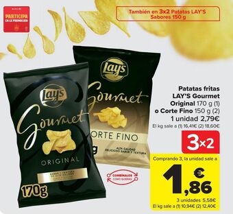 Carrefour Patatas fritas lay's gourmet original o corte fino oferta