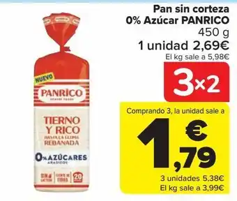 Carrefour Pan sin corteza 0% azúcar panrico oferta