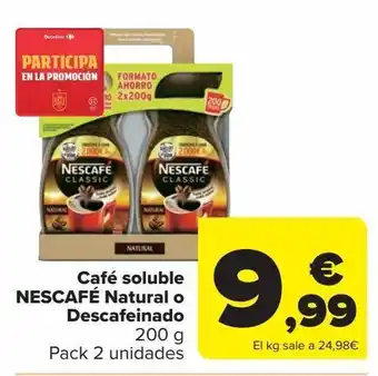 Carrefour Café soluble nescafé natural o descafeinado oferta