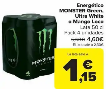 Carrefour Energético monster green, ultra white o mango loco oferta