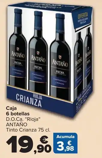 Carrefour Caja 6 botellas d.o.ca ''rioja'' antaño tinto crianza oferta