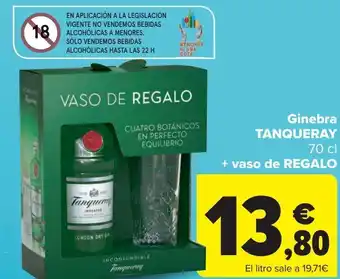 Carrefour Ginebra tanqueray + vaso de regalo oferta