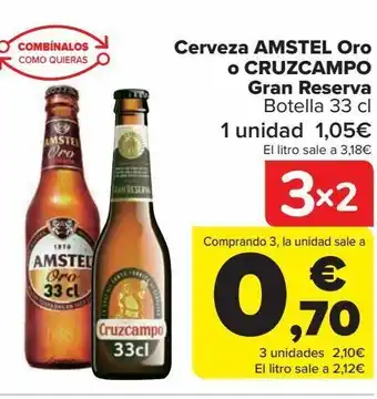 Cerveza amstel oro o cruzcampo gran reserva