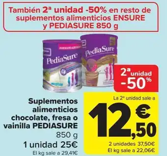 Carrefour Suplemento alimentación chocolate, fresa o vainilla pediasure oferta
