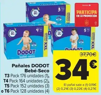 Carrefour Pañales dodot bebé-seco t3, t4, t5 o t6 oferta
