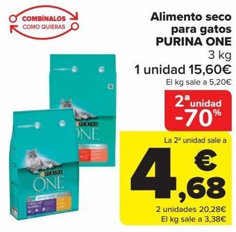 Carrefour Alimento seco para gatos purina one oferta