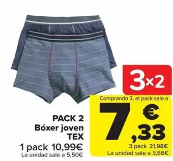 Carrefour Pack 2 bóxer joven tex oferta