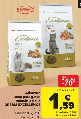 Carrefour Alimento seco para gatos salmón o pollo dream excellence oferta