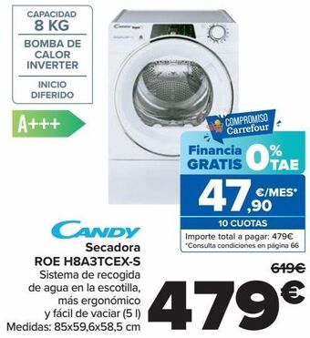 Carrefour Candy secadora roe h8a3tcex-s oferta