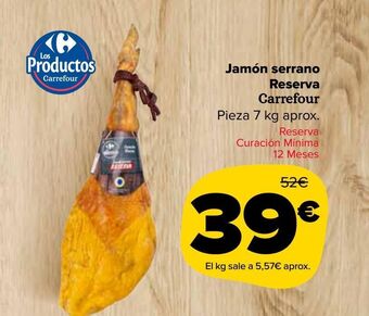 Carrefour Market Jamón serrano reserva carrefour oferta