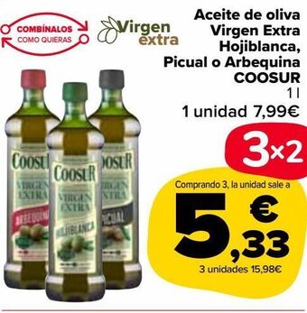 Carrefour Market Aceite de oliva virgen extra hojiblanca, picual o arbequina coosur oferta