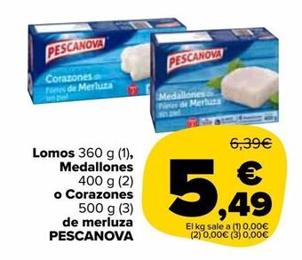 Carrefour Market Lomos, medallones o corazones de merluza pescanova oferta