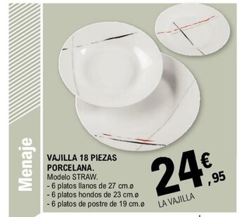 E.Leclerc Vajilla 18 Piezas Porcelana oferta