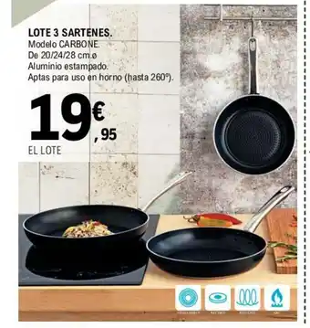 E.Leclerc Lote 3 Sartenes 20/24/28 cm oferta
