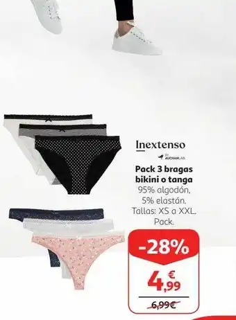 Alcampo Inextenso pack 3 bragas bakini o tanga oferta