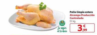 Alcampo Pollo limpio entero alcampo producción controlada el kg oferta