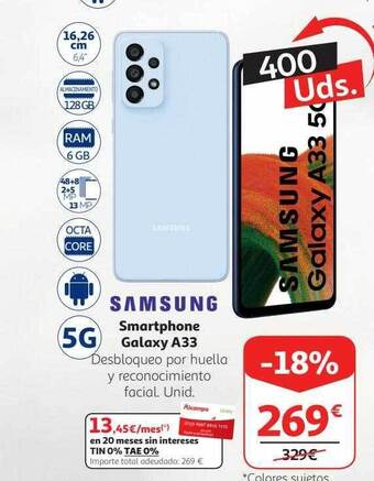Alcampo Samsung smartphone galaxy a33 oferta