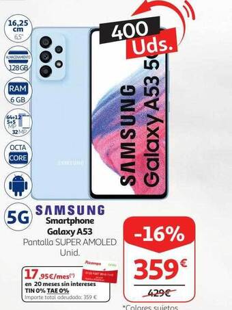 Alcampo Samsung smartphone galaxy a53 oferta