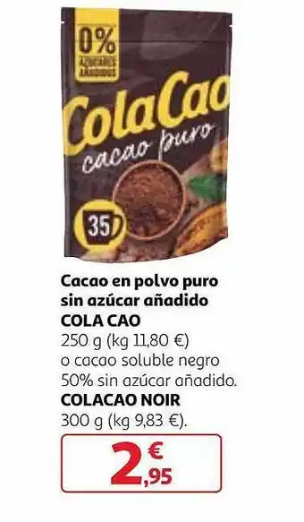 Alcampo Cacao en polvo puro sin azúcar añadido cola cao oferta