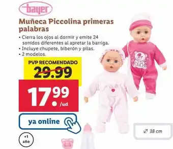 Lidl Bayer muñeca piccolina primeras palabras oferta