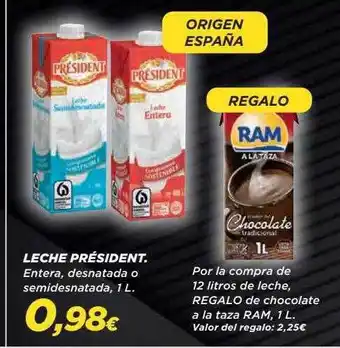 Supercor Leche président entera desnatado o semidesnatada oferta