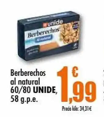 Unide Supermercados Berberechos al natural 60-80 oferta