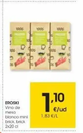Eroski Eroski Vino de mesa blanco mini brick 2x20 cl. oferta