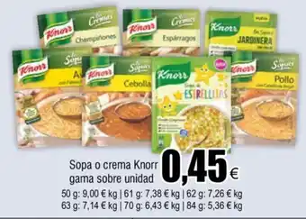 FROIZ Sopa o Crema Knorr Gama Sobre Unidad oferta