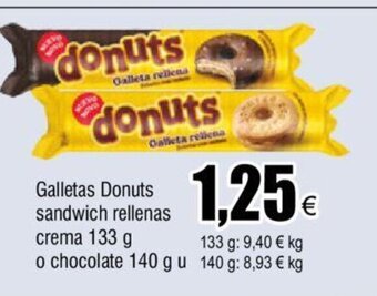 FROIZ Galletas Donuts Sandwich Rellenas Crema 133g o Chocolate 140g u oferta