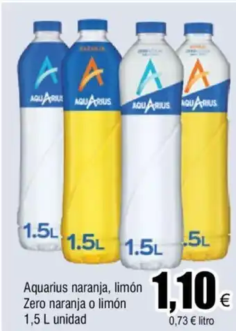FROIZ Aquarius Naranja, Limón Zero Naranja o Limón 1.5L Unidad oferta
