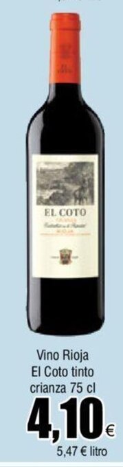 FROIZ Vino Rioja El Coto Tinto Crianza 75cl oferta