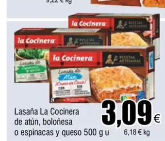 FROIZ Lasaña La Cocinera de Atún, Boloñesa o Espinacas y Queso 500 g Unidad oferta