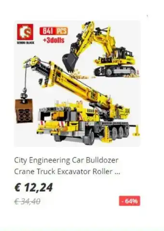 City Engineering Car Bulldozer Crane Truck Excavator Roller