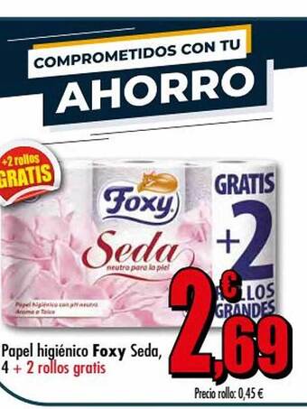 Unide Supermercados Papel higiénico foxy seda 4+2 rollos gratis oferta