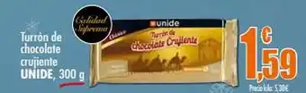 Unide Supermercados Turrón de chocolate crujiente unide oferta