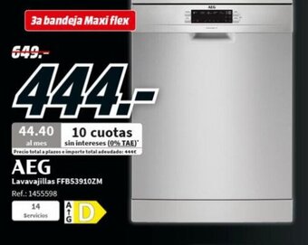 MediaMarkt AEG Lavavajillas FFB53910ZM oferta