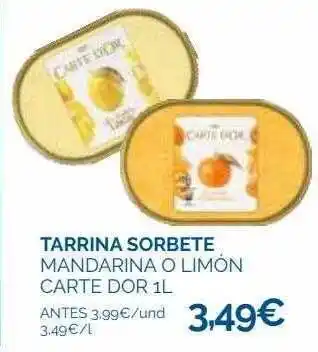 Supermercados La Despensa Tarrina sorbete mandarina o limón carte dor oferta