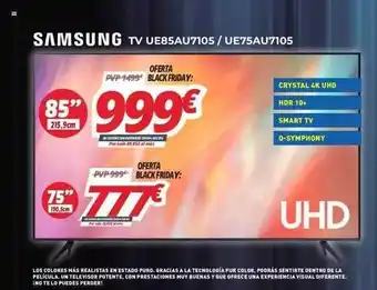 Mi electro Samsung tv ue85au7105 ue75au7105 oferta