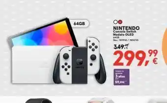 Worten 64gb nintendo consola switch modelo oled 64gb sku:7419742/3454723 349, pas 3 años 59,99€ 299,9⁹ oferta