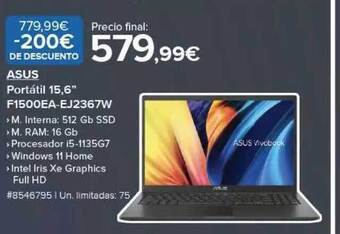 Costco Asus portátil 15.6 oferta