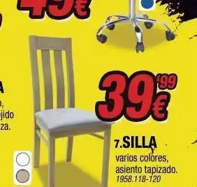 Rapimueble 39€ 7.silla varios colores, asiento tapizado. 1958.118-120 oferta