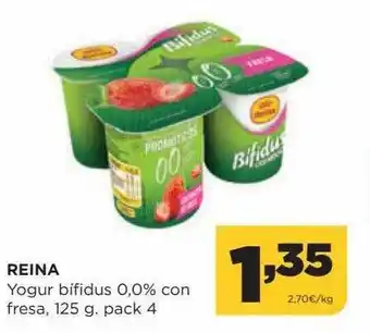 Alimerka Reina yogur bifidus 0.0% con fresa pack 4 oferta