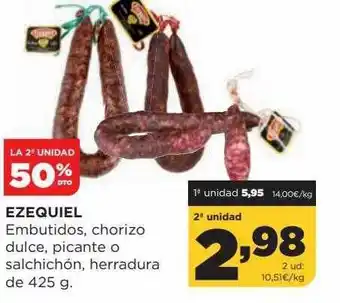 Alimerka La 2a unidad 50% dto ezequiel embutidos chorizo dulce picante o salchichón herradura oferta
