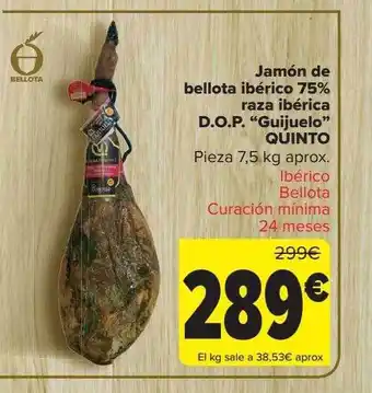 Carrefour Jamón de bellota ibérico 75% raza ibérica d.o.p. oferta