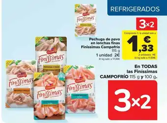Carrefour Pechuga de pavo en lonchas finas finissimas campofrío oferta