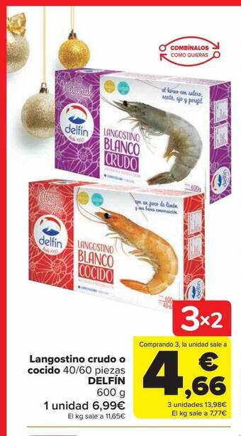 Carrefour Langostino crudo o cocido 40-60 piezas delfín oferta