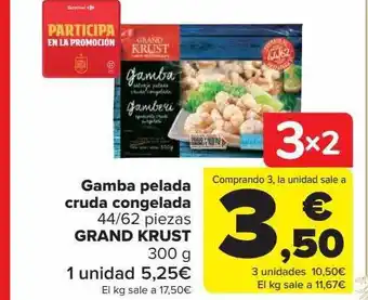 Carrefour Gamba pelada cruda congelada 44-62 pieza grand krust oferta
